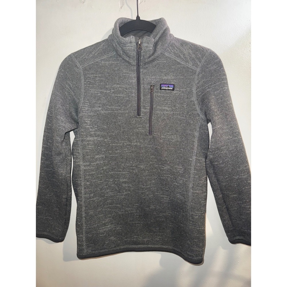 Patagonia Kids Better Sweater 1/4 Zip Fleece Pullover Gray Heather Size M 10